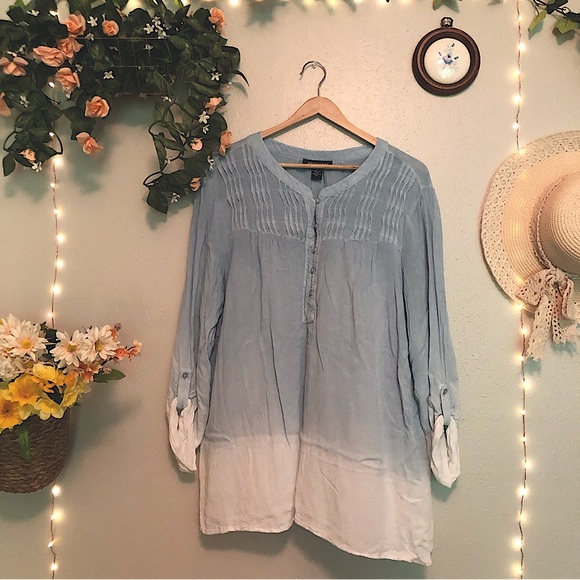 Bandolino Lagenlook Blue Tunic Blouse - Picture 2 of 7